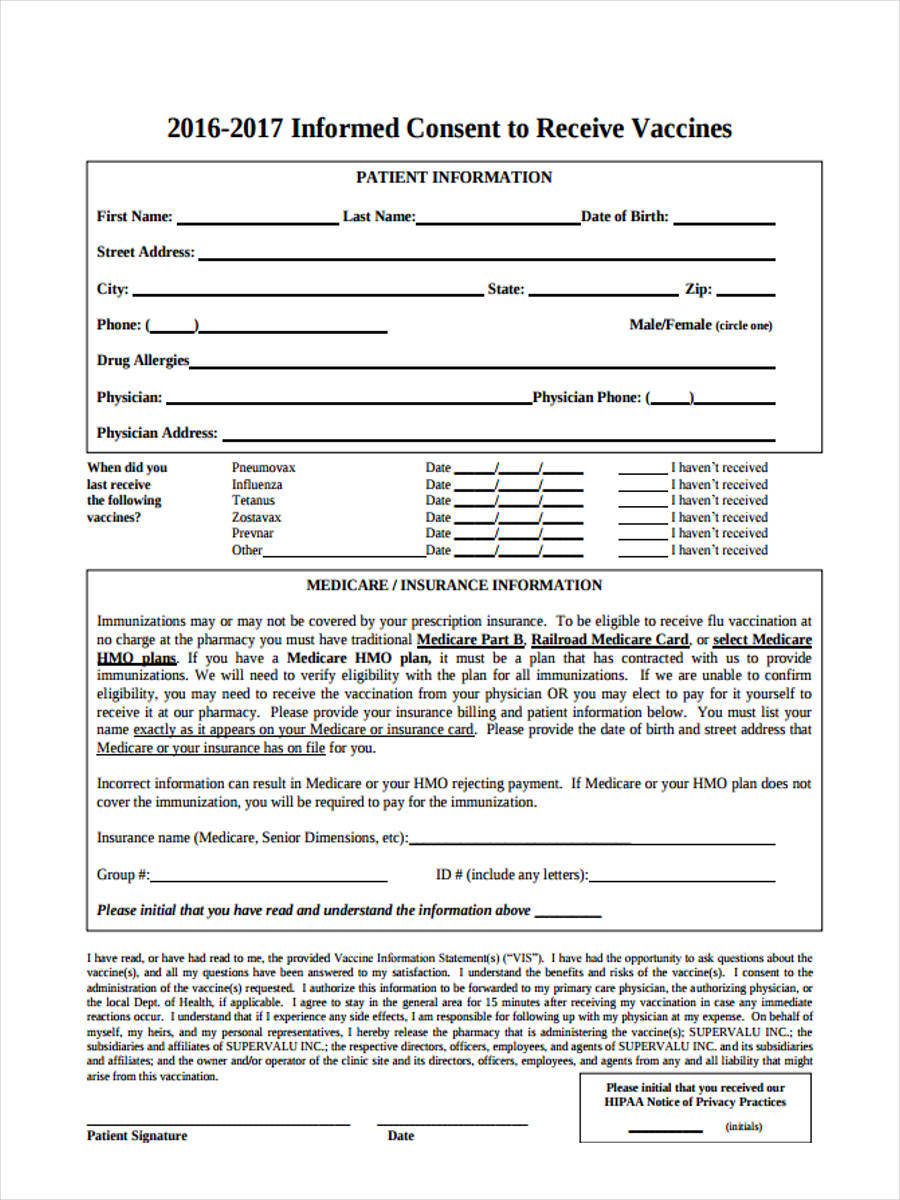 FREE 9 Vaccine Consent Forms In PDF Ms Word