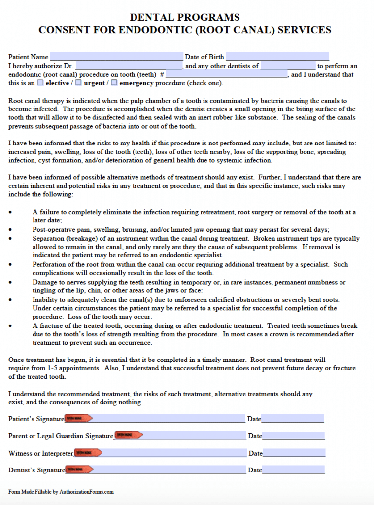 Free Dental Patient Consent Form PDF Word