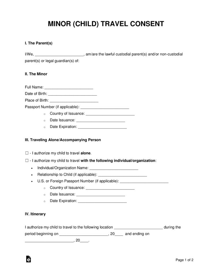 Free Minor Child Travel Consent Form PDF Word EForms Free 