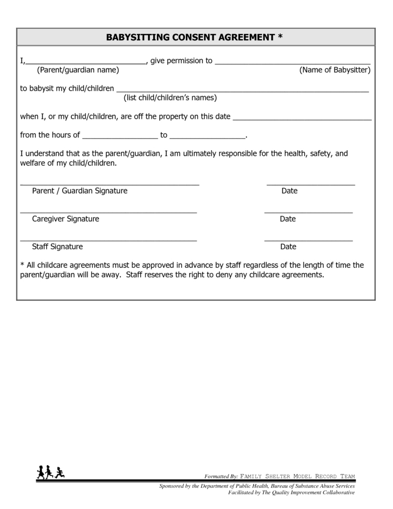 Free Printable Babysitting Contract Forms Babysitting Babysitter 