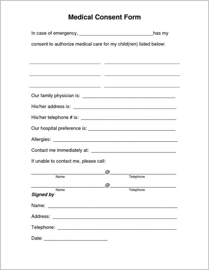 Free Printable Child Medical Consent Form For Grandparents Child