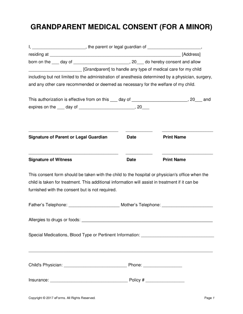 Free Printable Child Medical Consent Form Free Printable