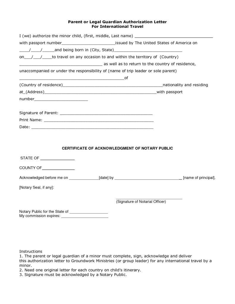 Guardianship Letter Sample And Legal Letter Templates Child Travel 