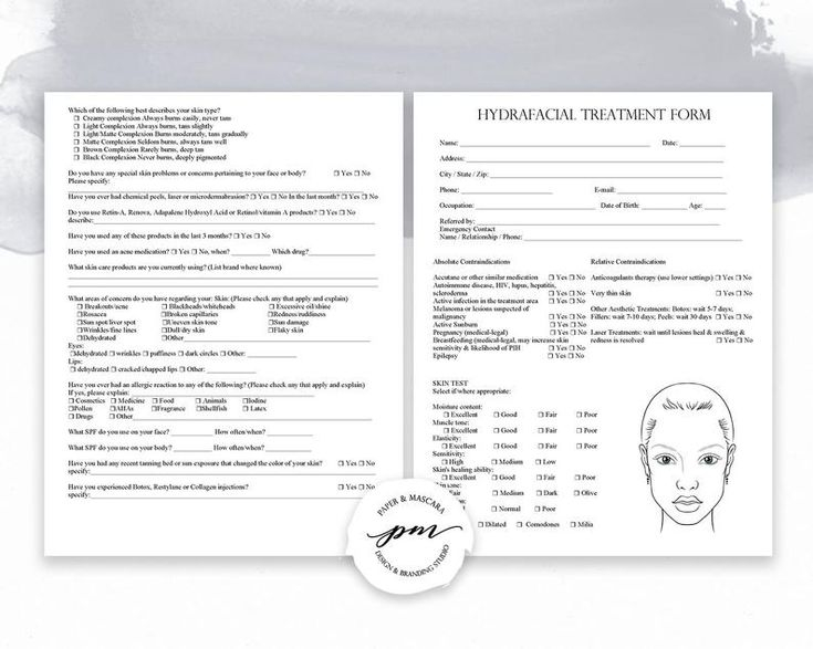 Hydrafacial Consent Form Hydrafacial Client Intake Form Medspa Form