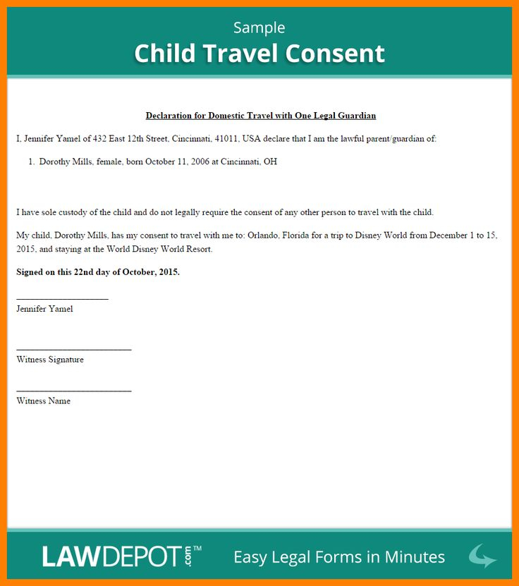 Image Result For Parents Consent Letter For Tour Child Travel Consent 
