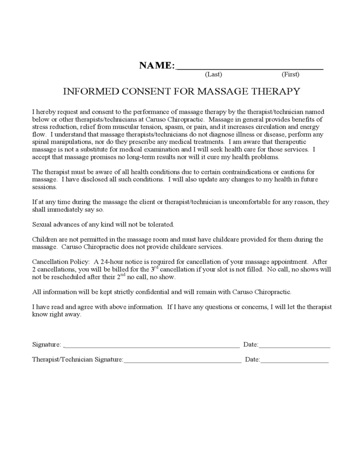 Informed Consent For Massage Therapy Free Download