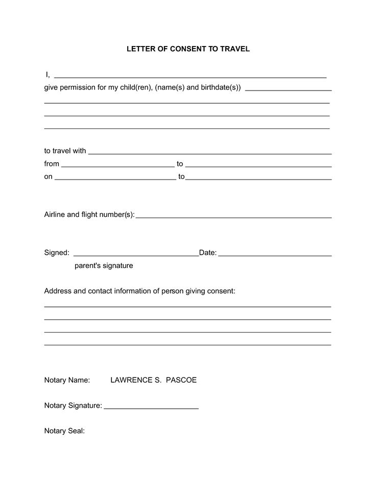 Letter Of Permission To Travel Free Printable Documents Travel 