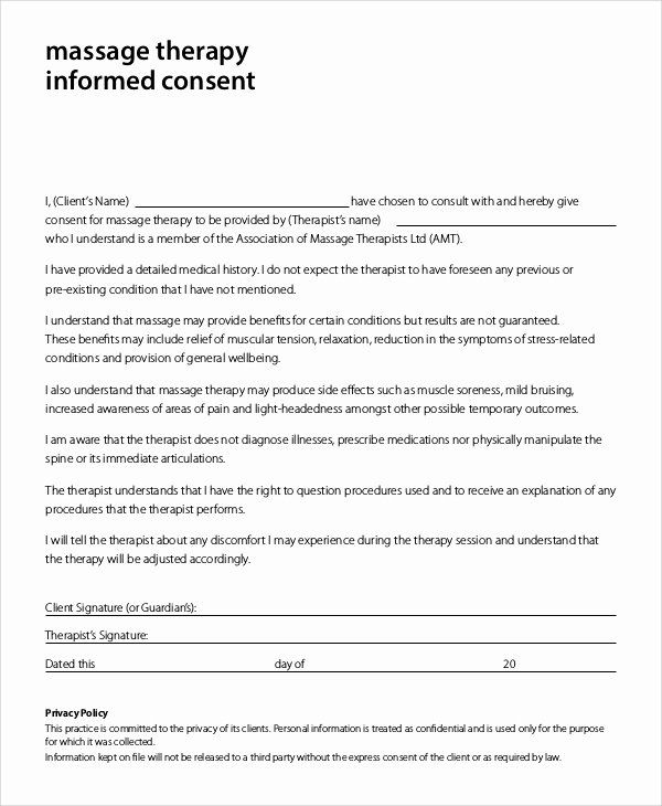 Massage Consent Form Template Fresh Sample Informed Consent Form 9 