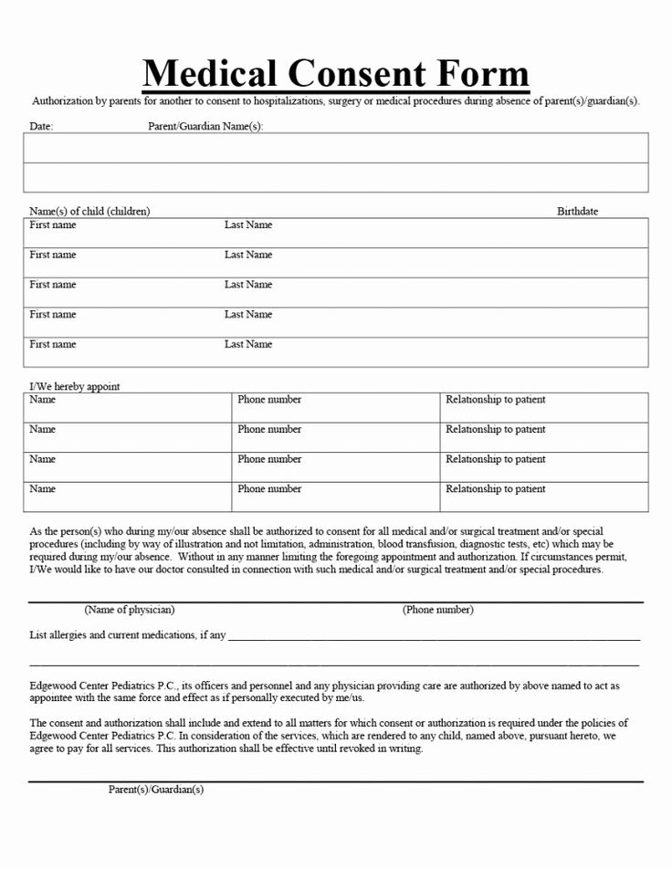 Medical Consent Form Template New 45 Medical Consent Forms Free 