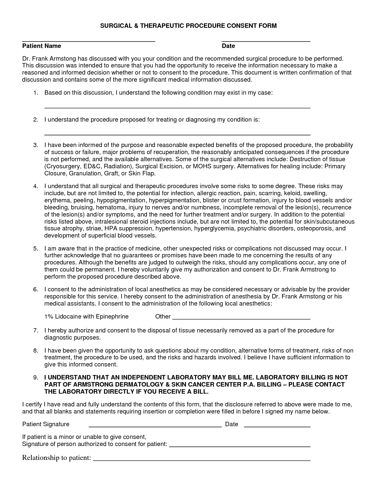 Medical Procedure Consent Form Template Consent Forms Consent