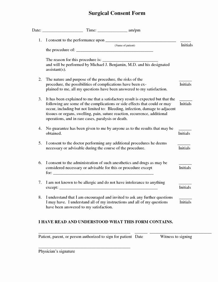 Medical Procedure Consent Form Template Luxury 21 Best Consent Form