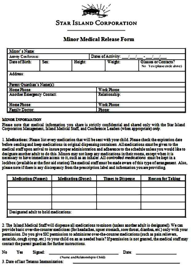 Medical Release Form Template Mous Syusa