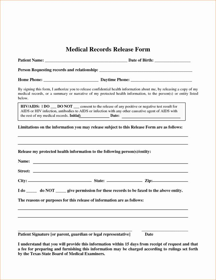 Medical Release Form Template Unique 7 Blank Medical Records Release