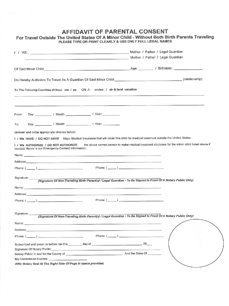 Minor Child Travel Consent Form 2 Free Templates In PDF Word Excel 