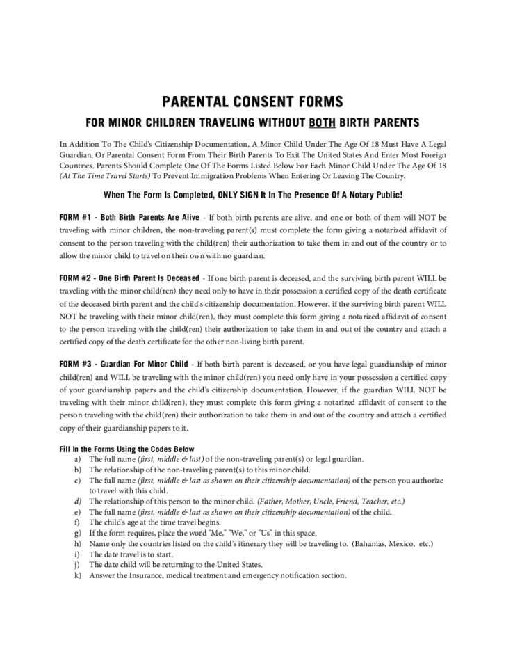 Parental Consent Form For Child Travel Free Download