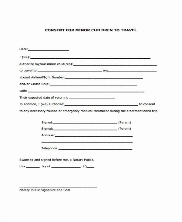 Parental Consent Form Template Elegant Parental Consent To Travel Form 