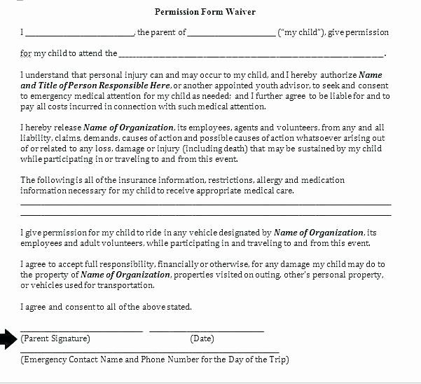 Parental Consent Form Template Luxury Free Medical Release Template 