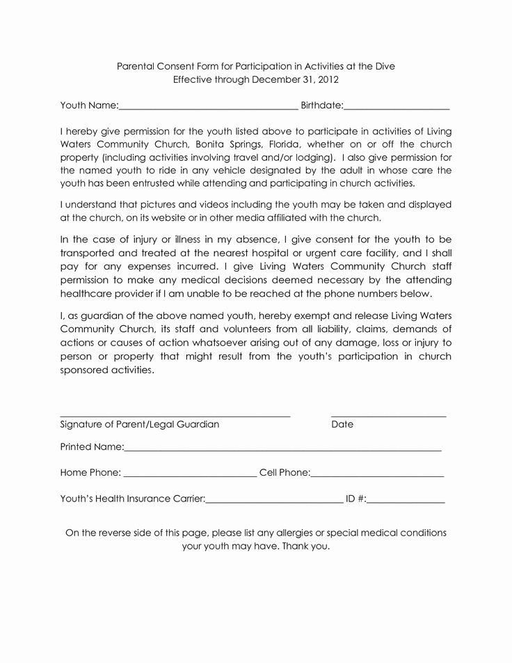 Parental Consent Forms Template Best Of Example Consent Form To 
