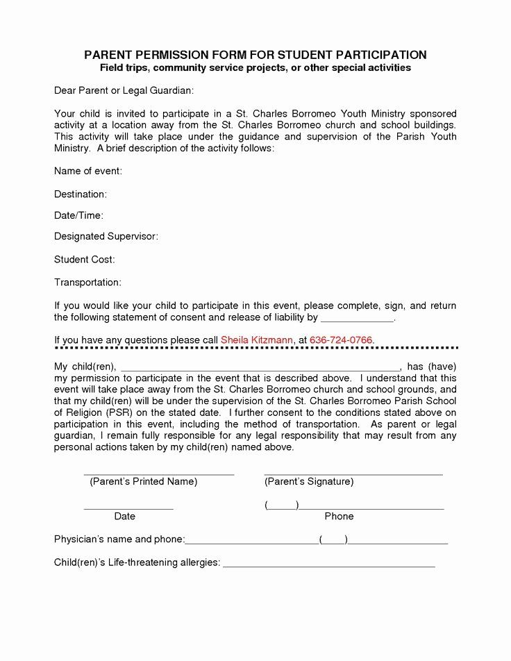 Participation Waiver Form Template Beautiful Participation Form 