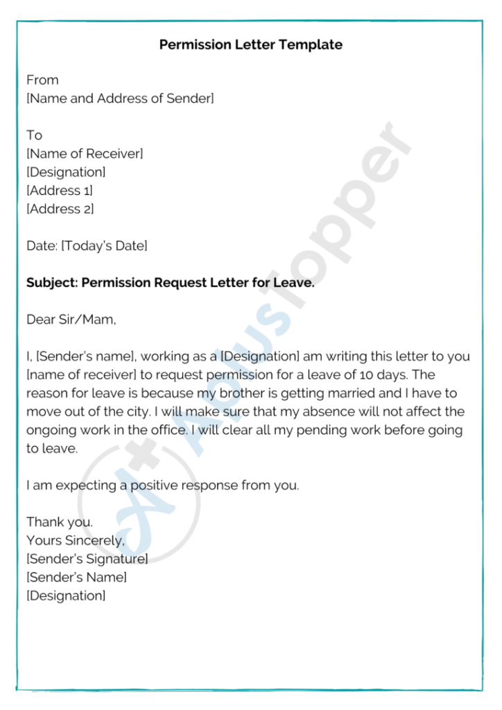 Permission Letter Format Samples Templates How To Write A 