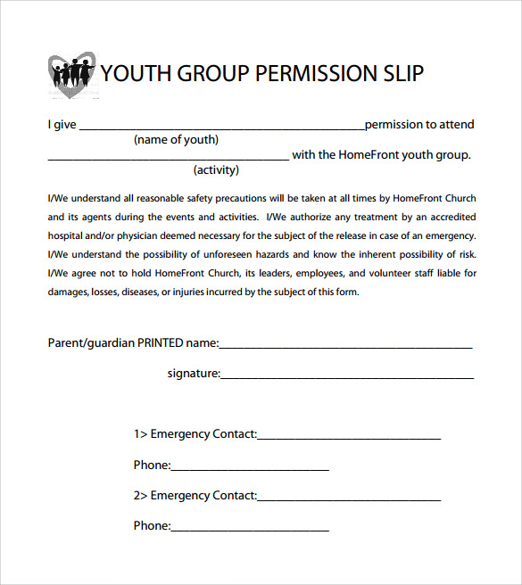 Permission Slip Templates 8 Free Samples Template Section