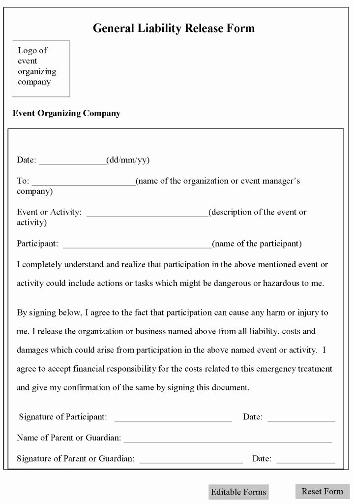 Personal Trainer Waiver Form Template Awesome Printable Sample Release 