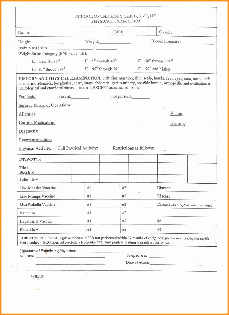 Physical Exam Form Template Awesome 10 11 Physical Exam Forms Templates 