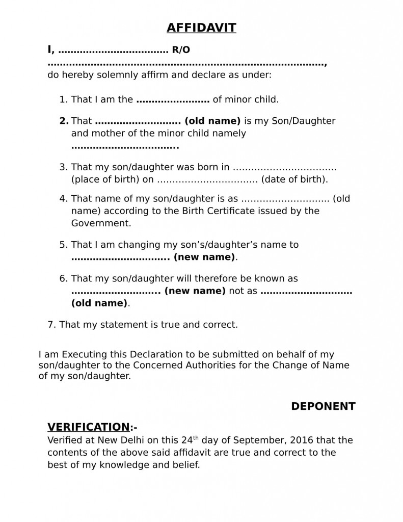 PREVIEW FOR AFFIDAVIT FOR NAME CHANGE MINOR CHILD 1 EDrafter