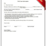 Printable Child Care Authorization Template Childcare Legal Forms