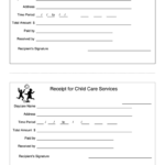Receipt Template For Child Care Services Printable Pdf Download