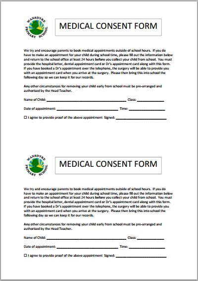 Sample Medical Consent Form Printable Medical Forms Letters Sheets