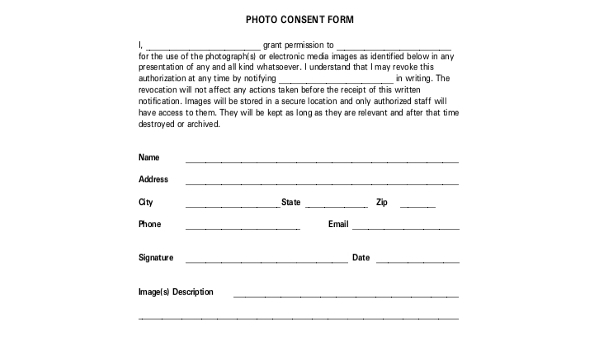 Sample Photo Consent Forms 8 Free Documents In Word PDF