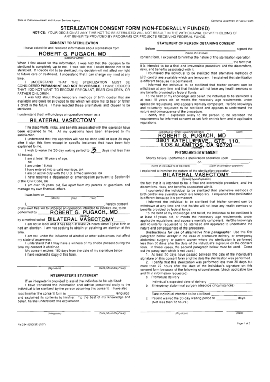 Sterilization Consent Form Printable Pdf Download