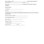 Swimming Natation Canada Consent Form For Minors To Participate In An
