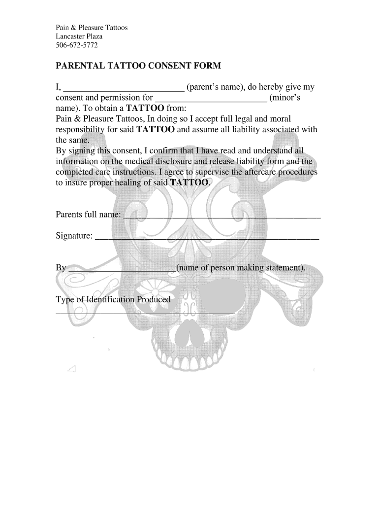 Tattoo Consent Form Fill Out And Sign Printable PDF Template SignNow