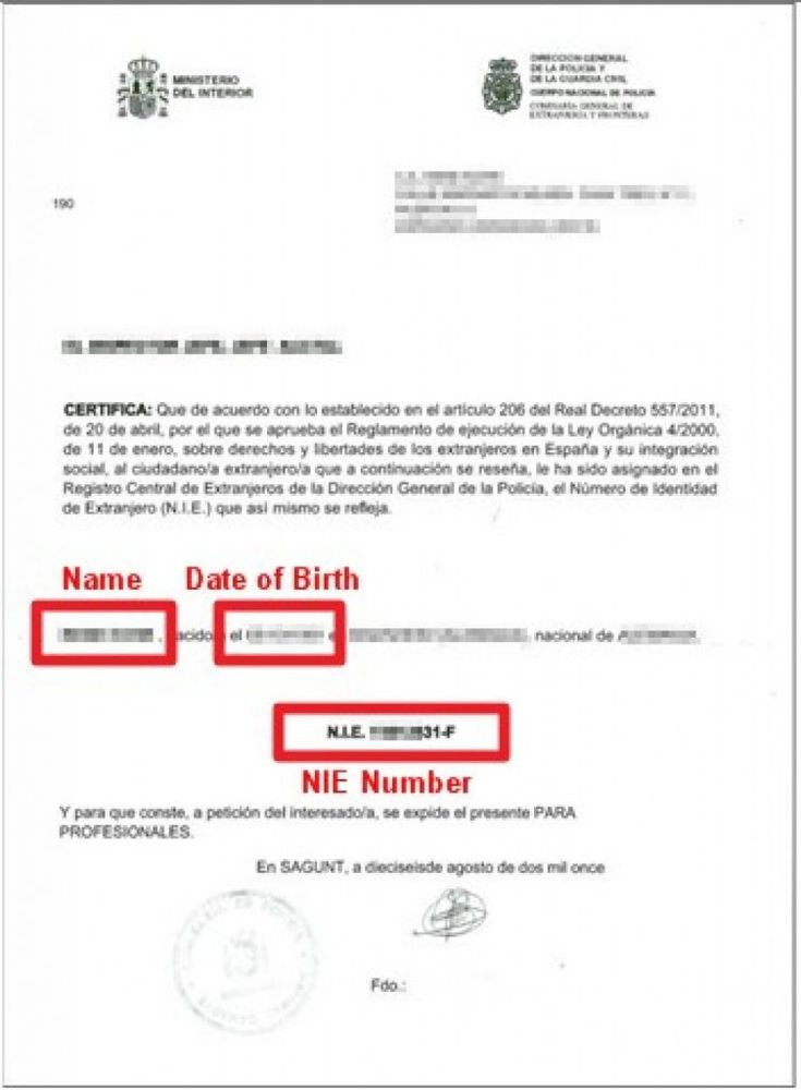 This Is What A Spanish NIE Certificate Looks Like Ley Organica Real 