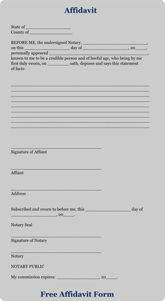 View Our Database Of Free Affidavit Forms Download And Print A Free 