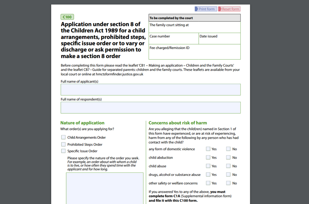 What Is The C100 Form And How Is It Used In Family Law Courts 