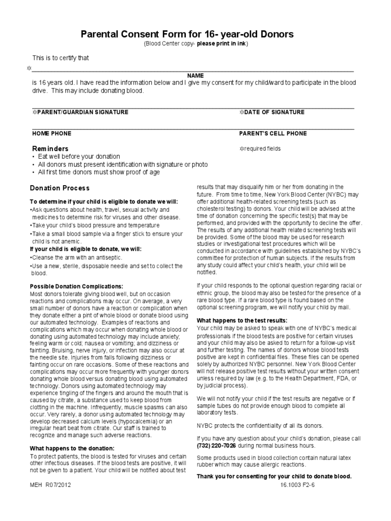 2021 Blood Donation Consent Form Fillable Printable PDF Forms 