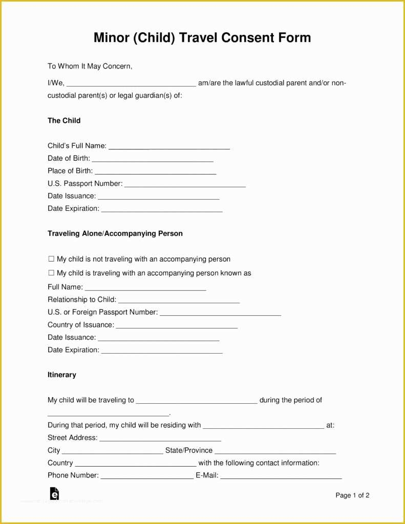 31 Free Child Travel Consent Form Template Pdf Heritagechristiancollege