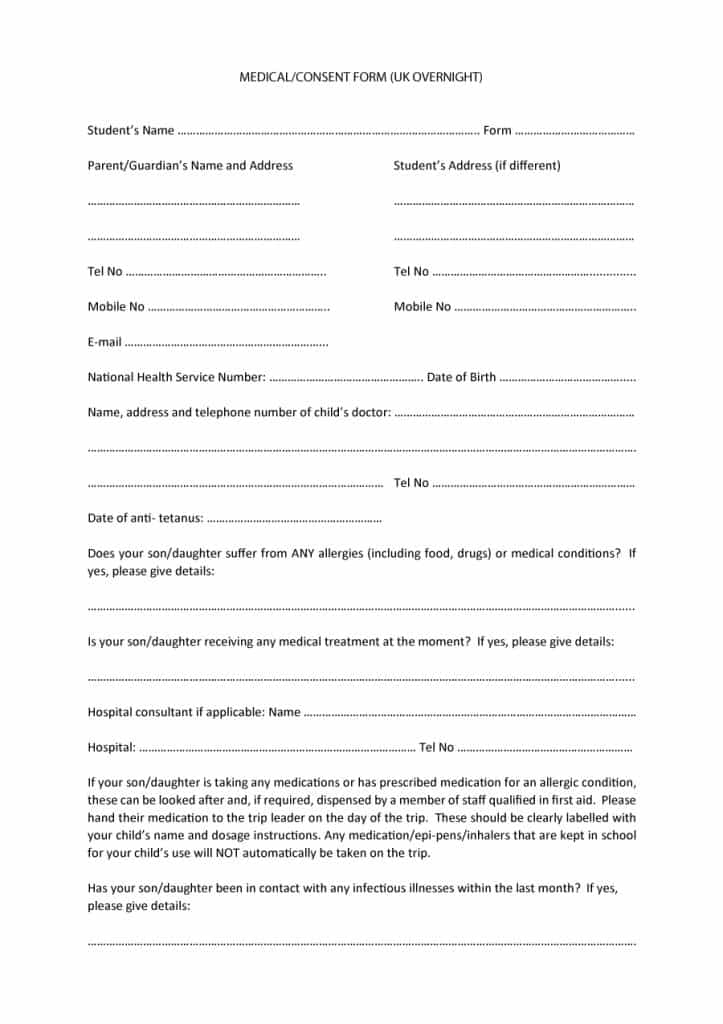 45 Medical Consent Forms 100 FREE Printable Templates