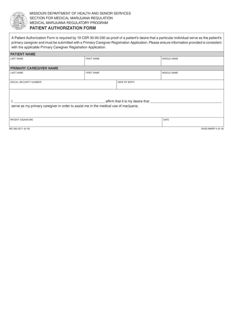 580 3271 6 19 PATIENT AUTHORIZATION FORM MISSOURI DEPARTMENT OF 