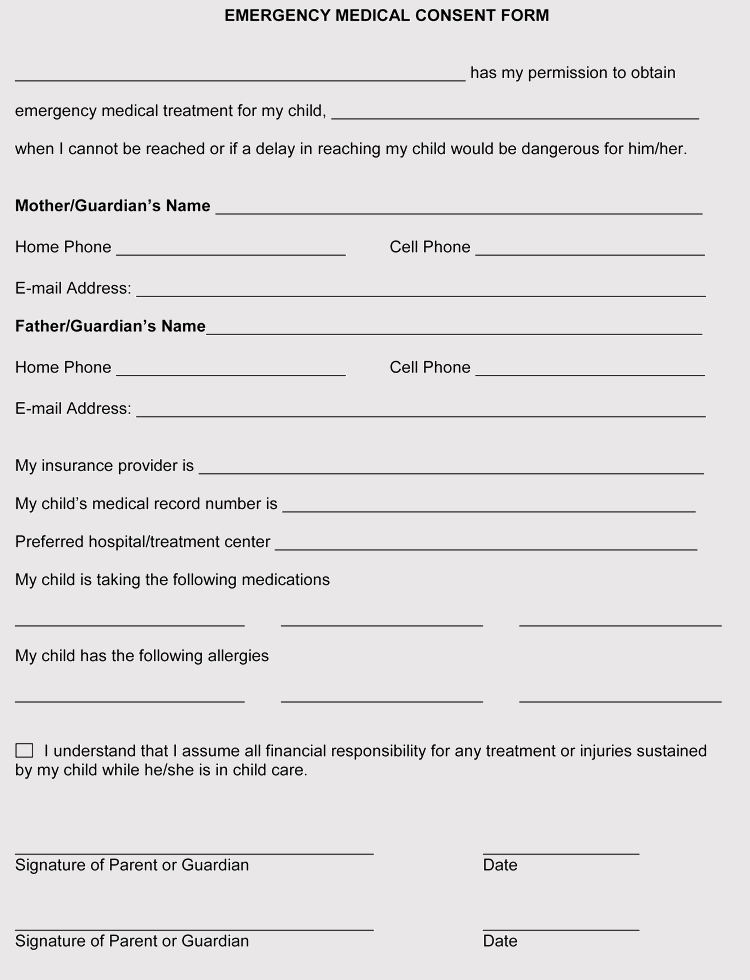 Aislamy Printable Child Medical Consent Form Template