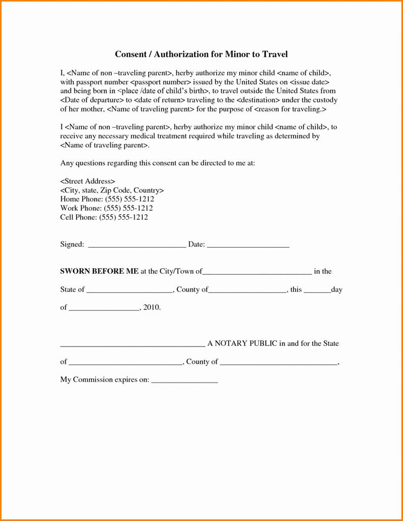 Aislamy Travel Child Medical Consent Form Notarized