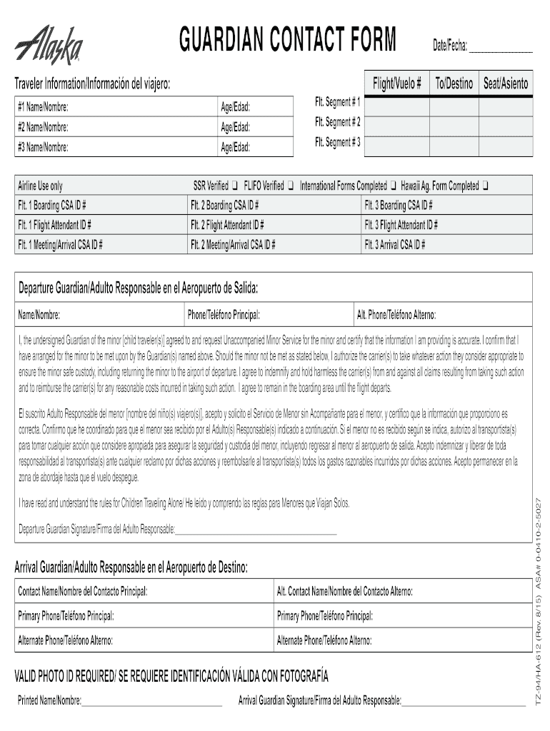 Alaska Airlines Guardian Contact Form Pdf Fill Out And Sign Printable 