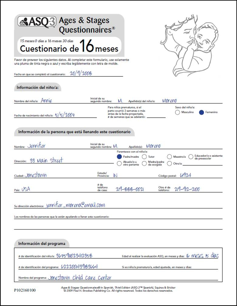 ASQ 3 Cuestionario De 16 Meses Ages And Stages