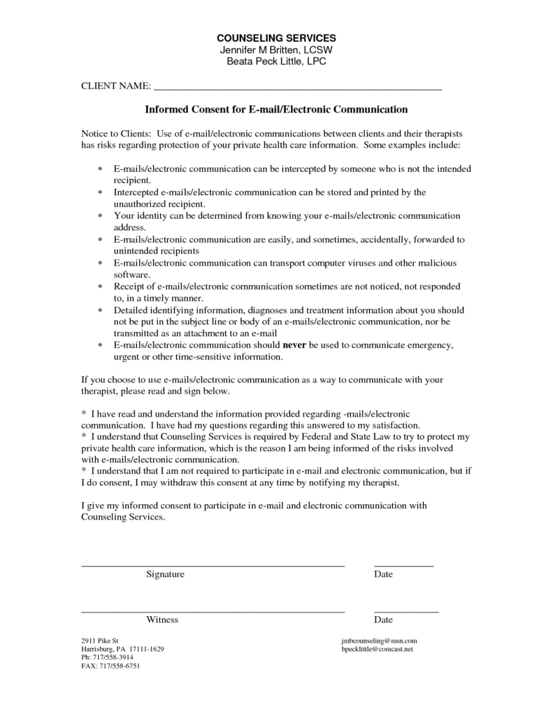 Best Photos Of Printable Counseling Consent Forms Counseling Informed 