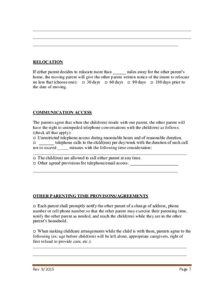 Consent Parenting Plan Form Georgia Free Download