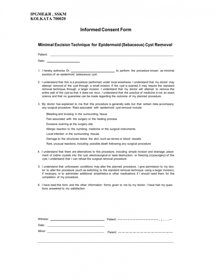 Editable Informed Consent Form Oral Surgery Consent Form Template Doc 