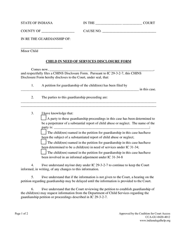 Fill Free Fillable Indiana Legal Help PDF Forms